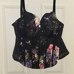 Torrid Floral and Lace Corset Top